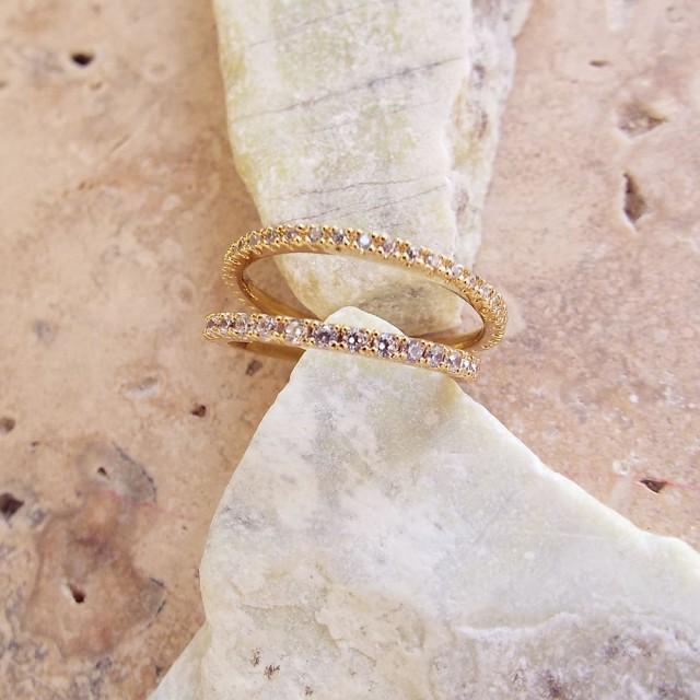 1 Mm Gold High Quality Eternity Ring CZ Diamond Ring, Stackable