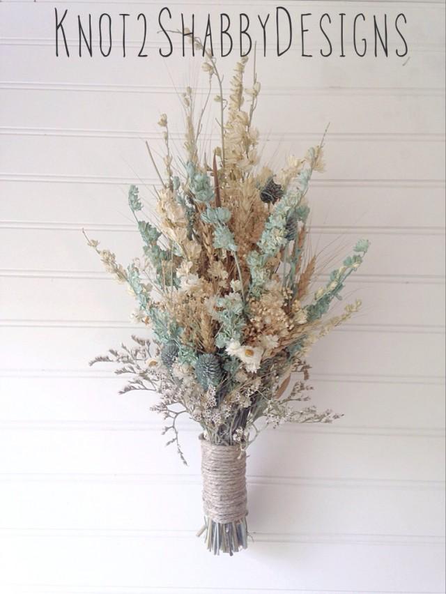 Wedding Dried Bridal Party Bouquets Dried Flowers Shabby Chic