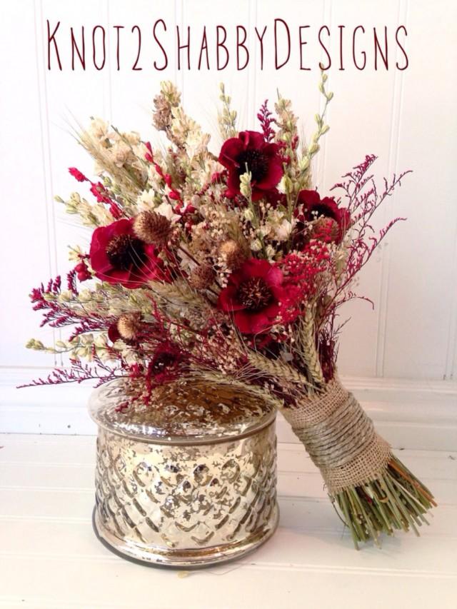 Wildflower Bouquet Wedding Dried Bridal Party Bouquets Dried