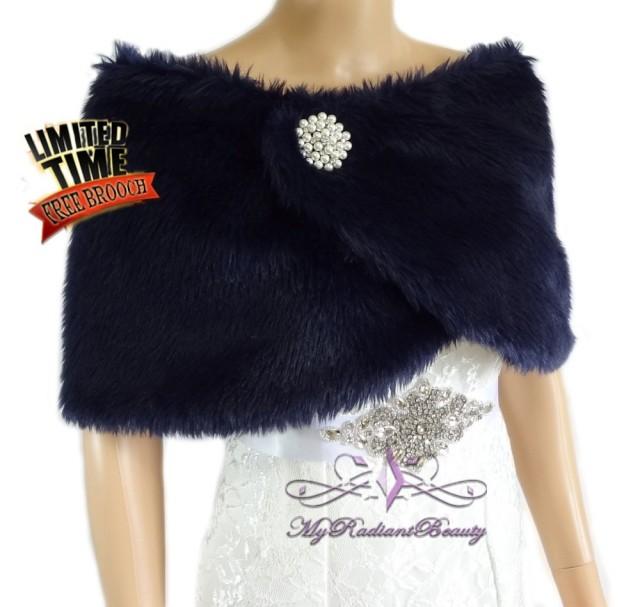 navy fur wrap