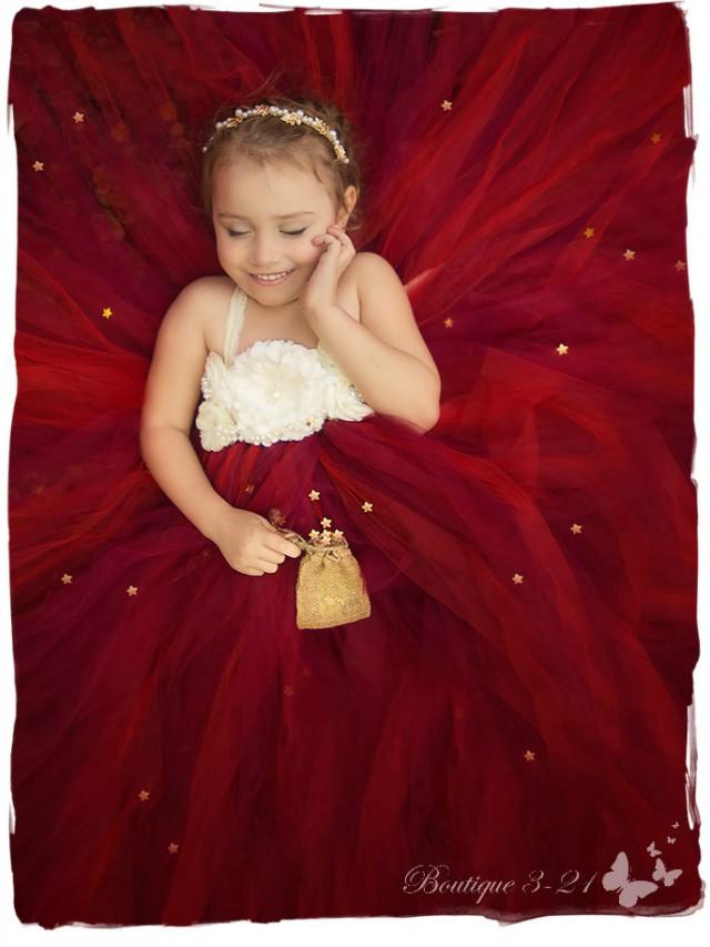 burgundy tutu flower girl dress
