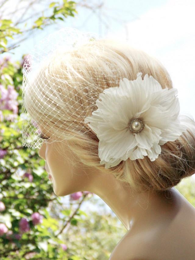 Ivory Birdcage Veil Wedding Fascinator Fascinator Ivory Wedding