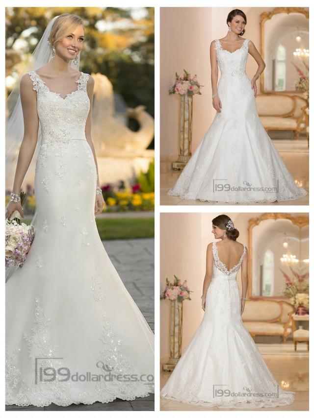 Straps Lace Appliques Trumpet Mermaid V-back Wedding ...
