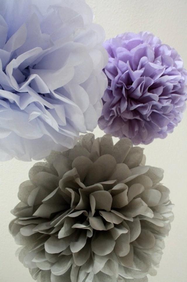 10 Tissue Paper Pom Poms Your Color Choice Sale Purple Party