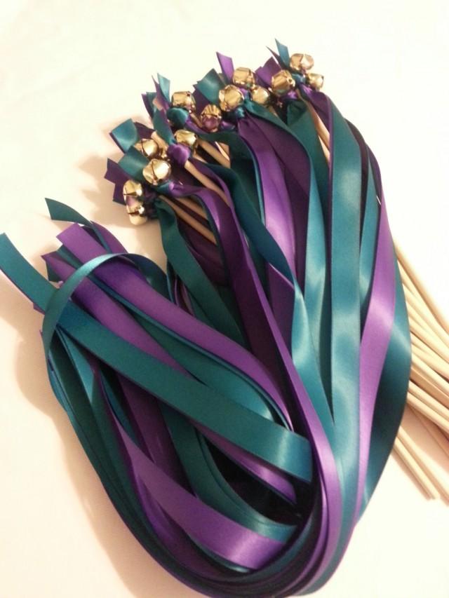 100 Ribbon Wedding Bell Wands Choose Your Colors Bell Wands Ribbon