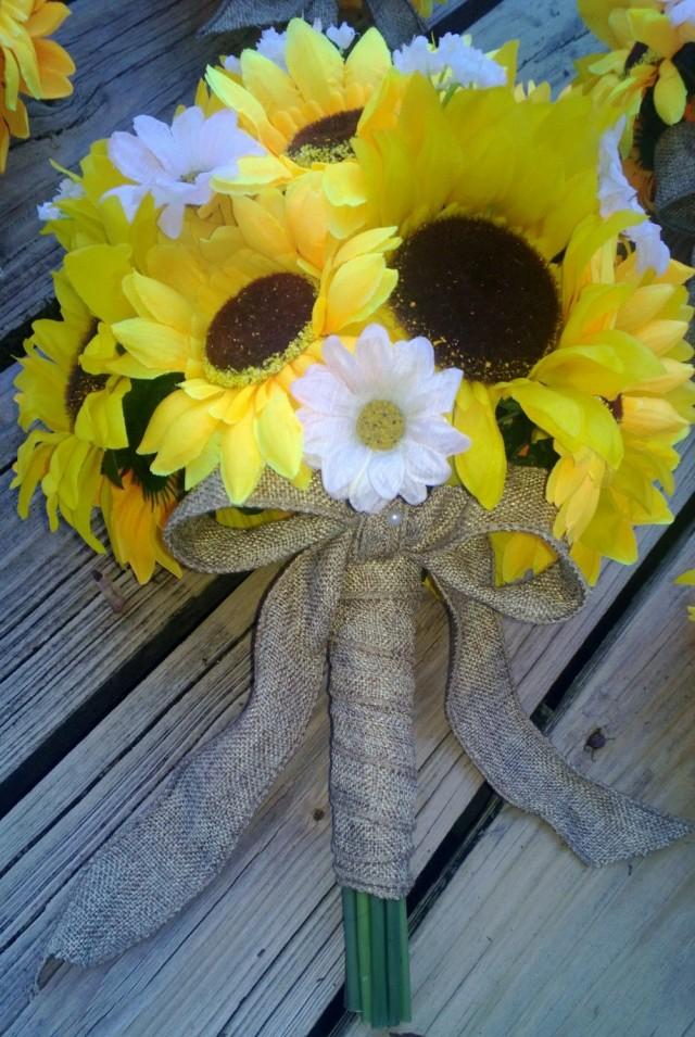 2 Piece Sunflower Bouquet Yellow Sunflower Wedding Bouquet Set, Bridal