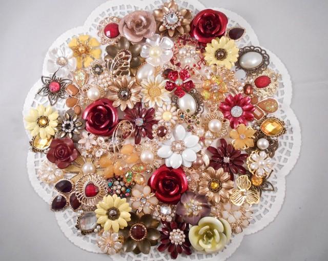 Enamel Flower Brooch Bouquet Kit 65 Pc Autumn Mist Diy Wedding