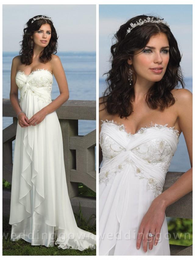 Strapless Empire Waist SweetHeart Destination Beach Wedding Dress With