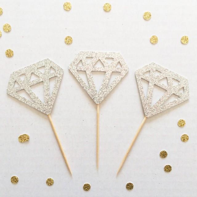 Diamond Ring Donuts / Diamond Cupcake Toppers - Set Of 12 (Perfect For