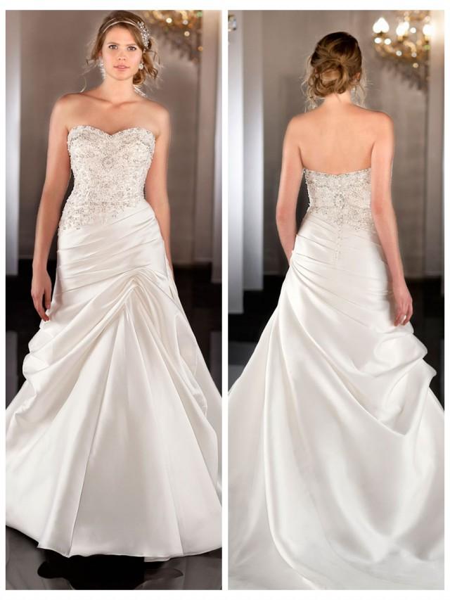 Soft Silk Sweetheart A Line Wedding Dress With Beaded Bodice