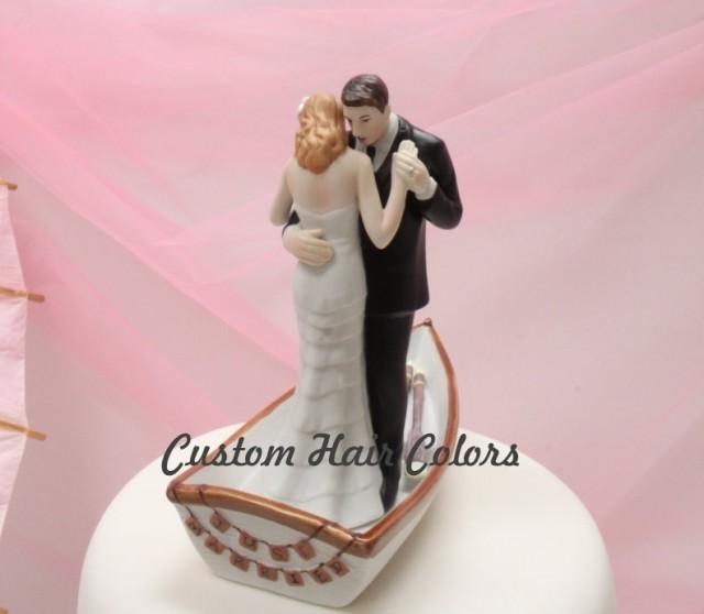 Romantic Row Away Rowing Boat Couple Wedding Cake Top Topper