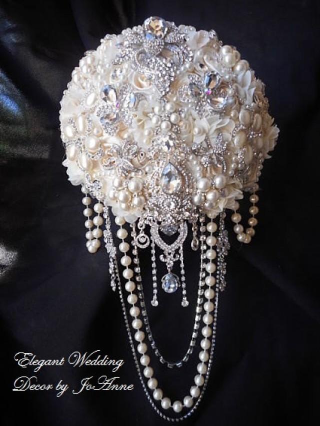 jeweled silver brooch