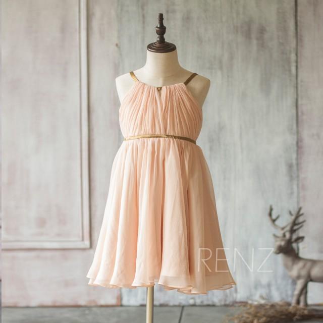 peach junior bridesmaid dresses Zapaka Women Bridesmaid Dress Ivory Halter A-Line Chiffon Junior Wedding  Guest Dress  ZAPAKA