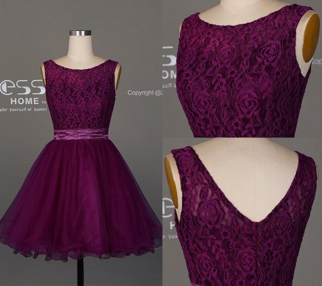 purple lace dress short