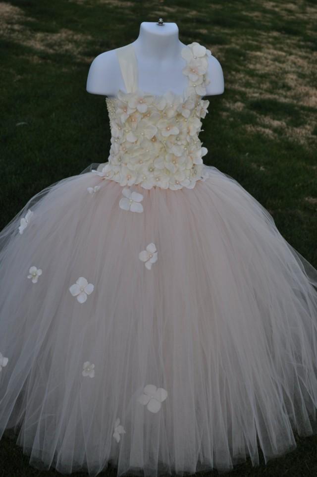 Blush Tutu Dress, Blush Ivory Flower Girl Dress,Infant Blush Dress,Baby