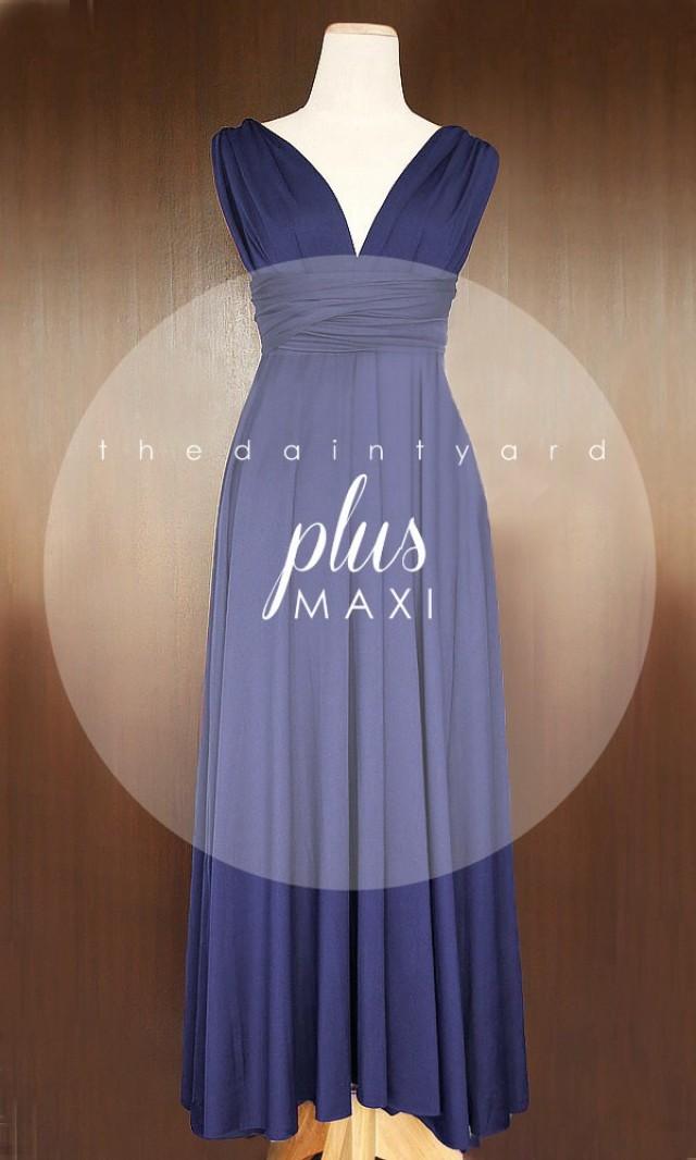 Maxi Plus Size Midnight Blue Bridesmaid Dress Convertible Dress