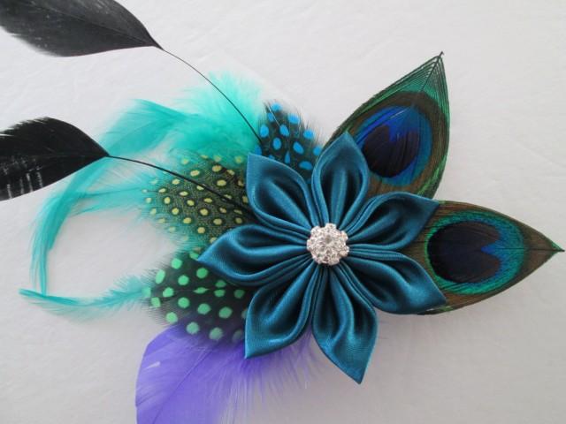 teal hair fascinator