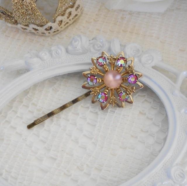 Crystal Headpiece, Floral Bobby Pin, Wedding Hairpin, Gift For Her