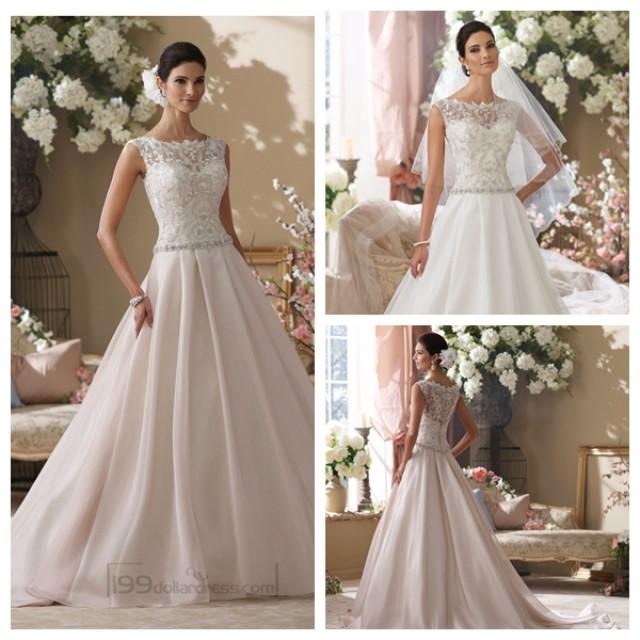 Illusion And Scalloped Lace Bateau Neckline A Line Wedding Dresses 2452221 Weddbook 