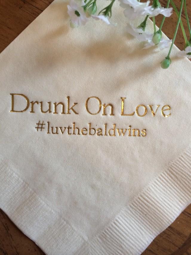50 Personalized Napkins Drunk On Love In Love Wedding Personalized