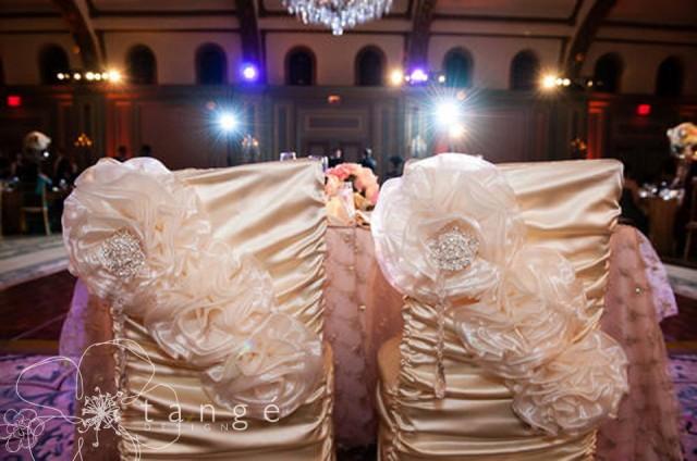 Two Wedding Chair Covers Princess Style For The Bride And Groom