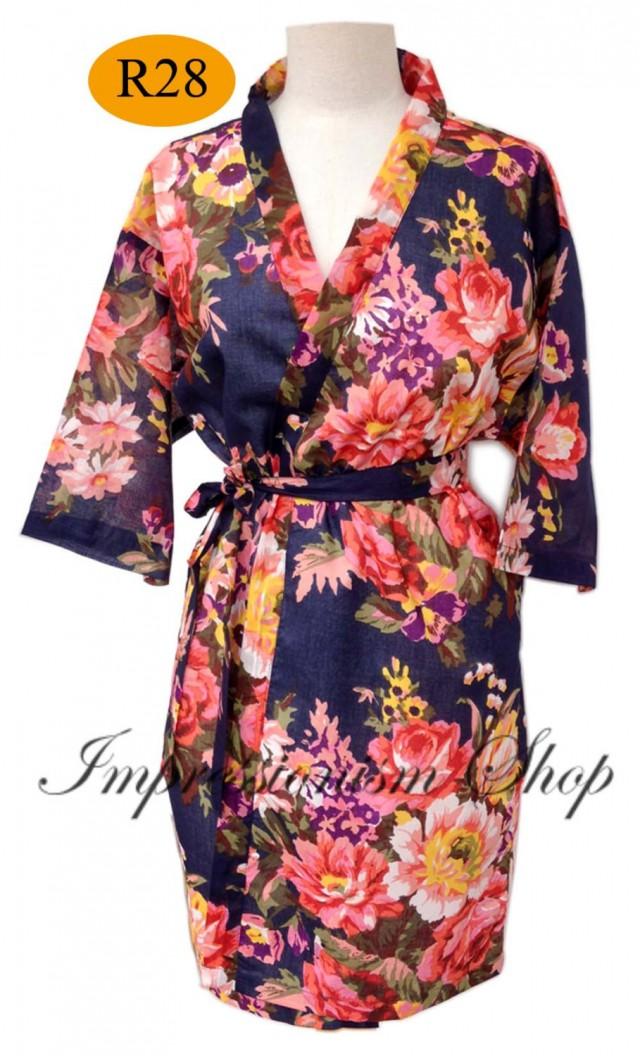 Navy Blue Robes, Bride Kimono, Kimono Dress, Maid Of Honor, Spa Robe