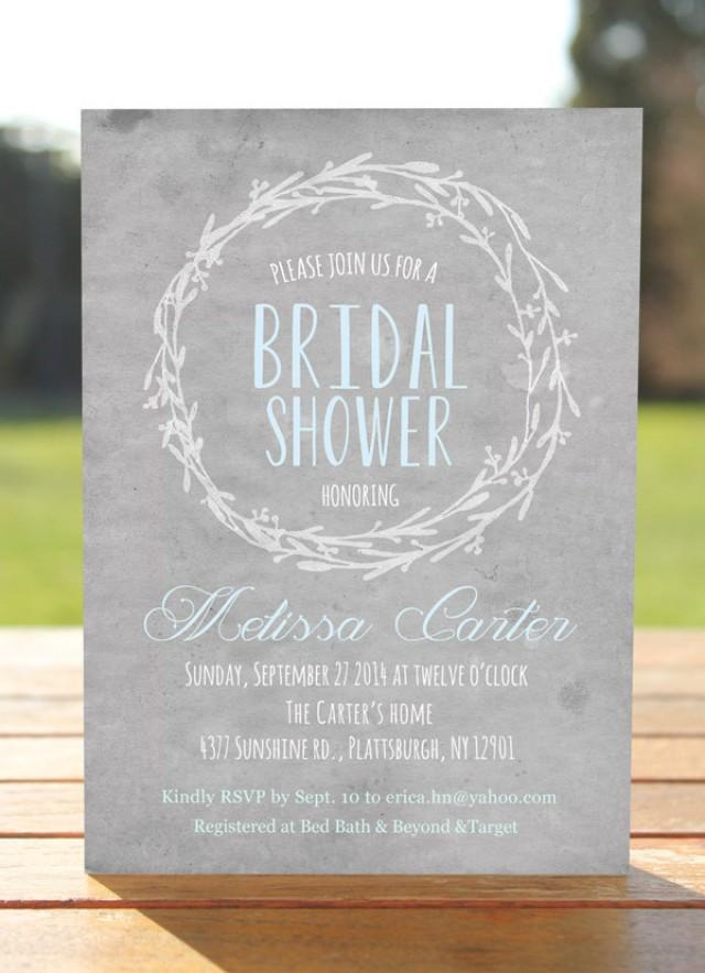 Rustic Bridal Shower Invitation, Grey Bridal Shower Invitation