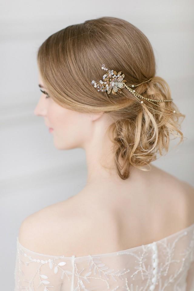 Bridal Hair Chain , Gold Wedding Hair Wrap , Boho Hair Accessory