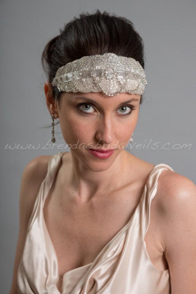 Rhinestone And Beaded Great Gatsby Headband, 1920s Flapper Style Bridal