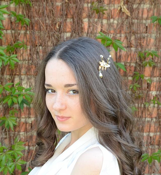 Grecian Hair Piece Gold Leaf Comb Bridal Hair Comb Crystal Hair