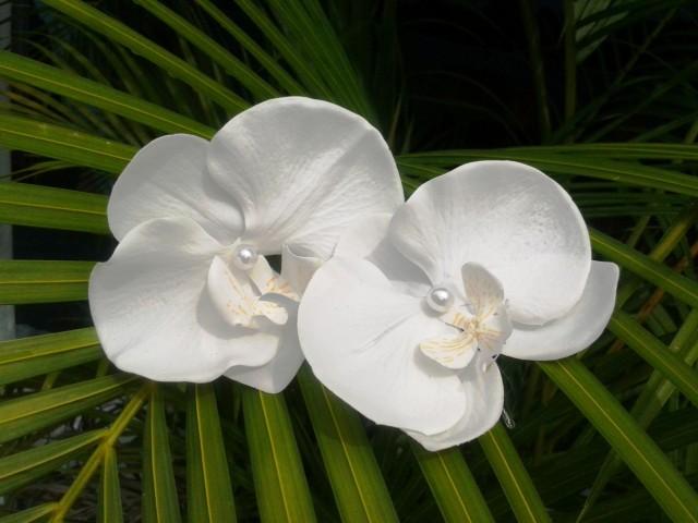White Orchid Hair Flower Silk Flower Wedding Hair Clip Bridal
