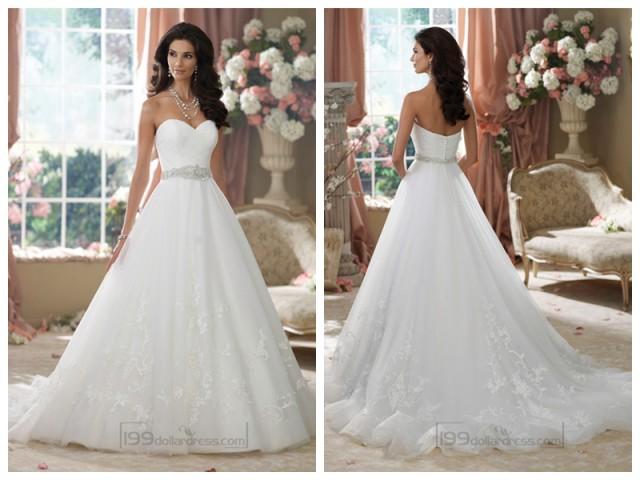 Strapless Sweetheart Embroidered Lace Appliques Ball Gown Wedding Dresses 2453823 Weddbook 2731