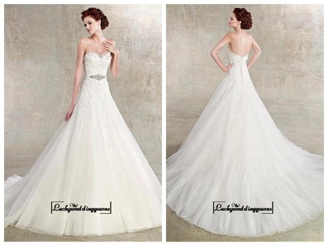 Alluring Satinandtulle A Line Sweetheart Neckline Natural Waistline Wedding Dress 2453909 Weddbook 