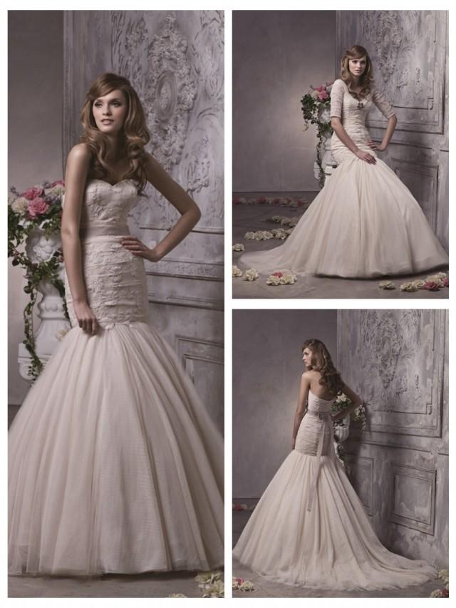Fit And Flare Trumpet Champagne Waist Bow Band Sash Lace