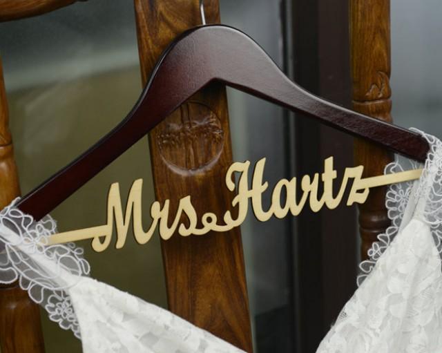 Personalized Rustic Wedding Dress Hanger, Newtech Bride Bridesmaid Wood Name Hanger, Custom