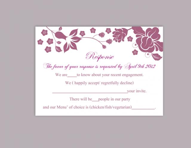 DIY Wedding RSVP Template Editable Word File Instant Download Rsvp