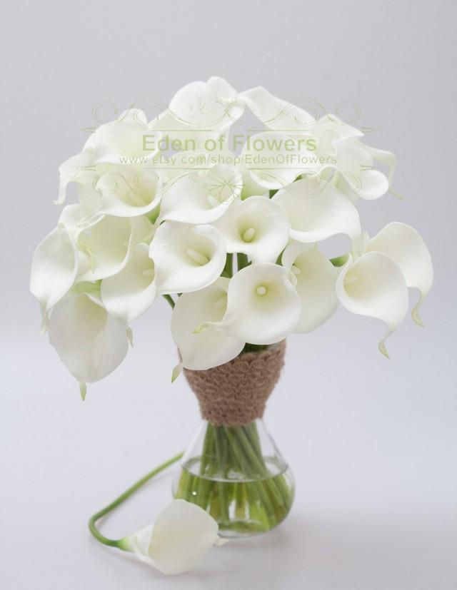 9 Pcs Real Touch Calla Lilies White Bouqets For Bridal Bouquets