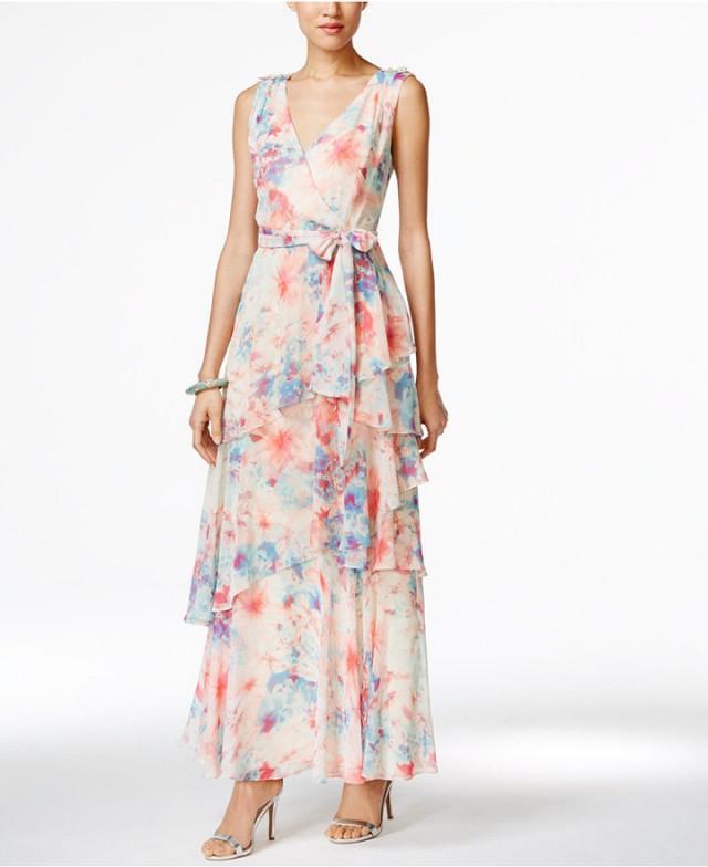 tahari floral gown