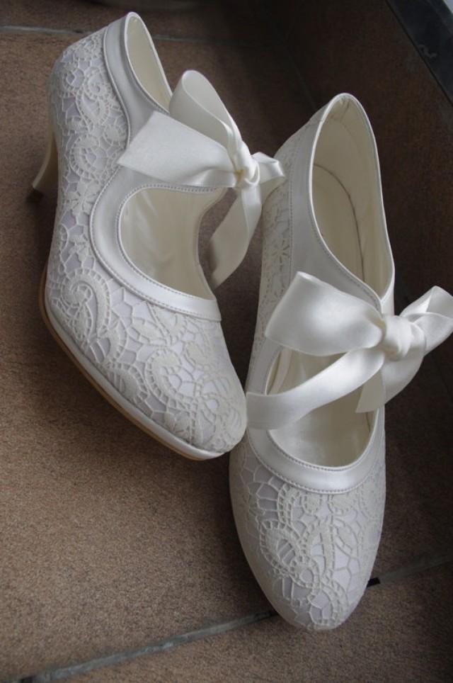 Wedding Shoes, Bridal Shoes, Handmade Salsa Dance FRENCH GUIPURE Lace