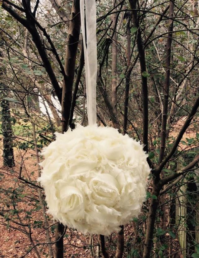 One 6" Shabby Chic Kissing Ball Flower Girl Pomander Wedding