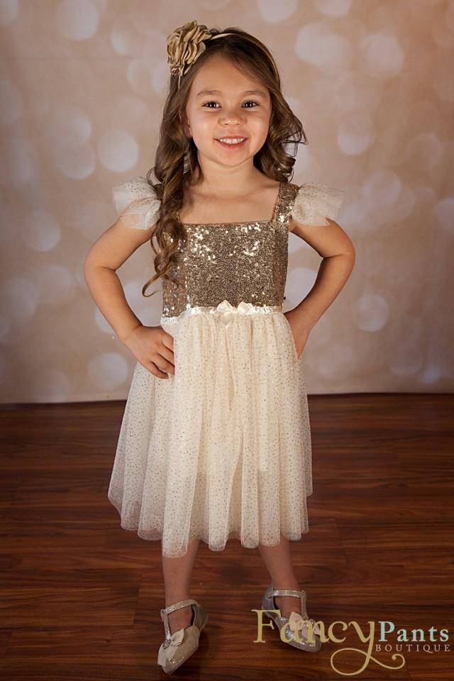 Flower Girl Princess Sequins Dress Toddler Baby Wedding Party Dress+Headband 