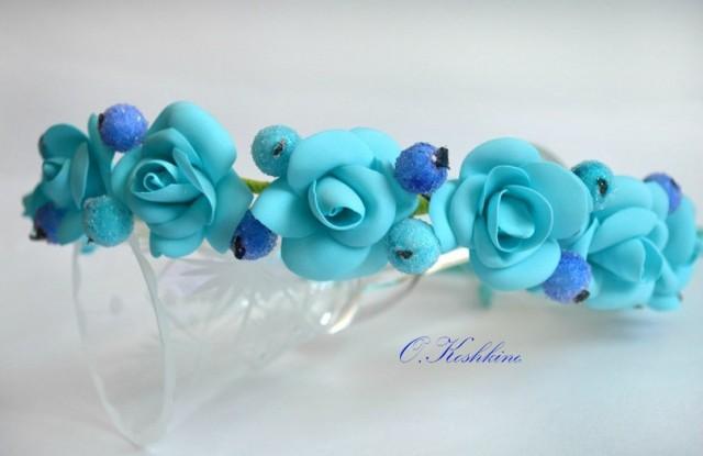 blue flower tiara