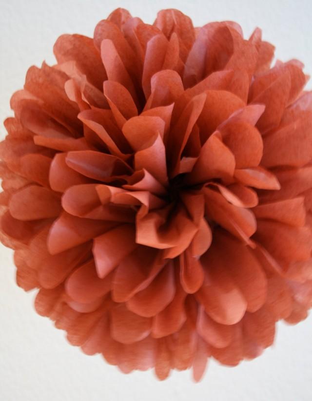 Burnt Red Tissue Paper Pom Pom Diy Wedding Decorations Red Decorations Aisle Marker