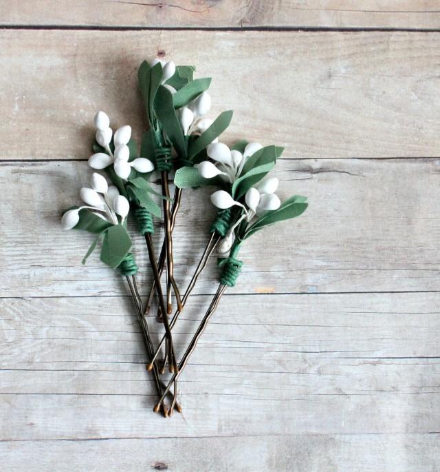 White Pip Berries Hair Clip, Whimsical, Botanical, Garden Wedding ...
