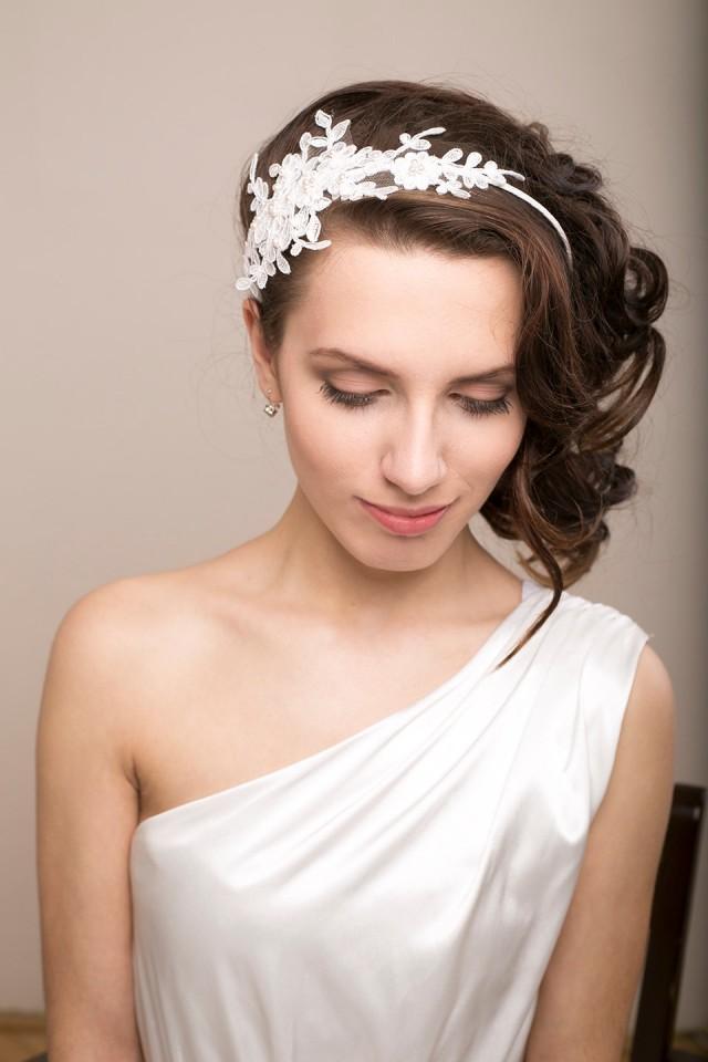 Bridal Lace Headband With Swarovski Pearls Lace Headpiece 2456192 Weddbook 5340