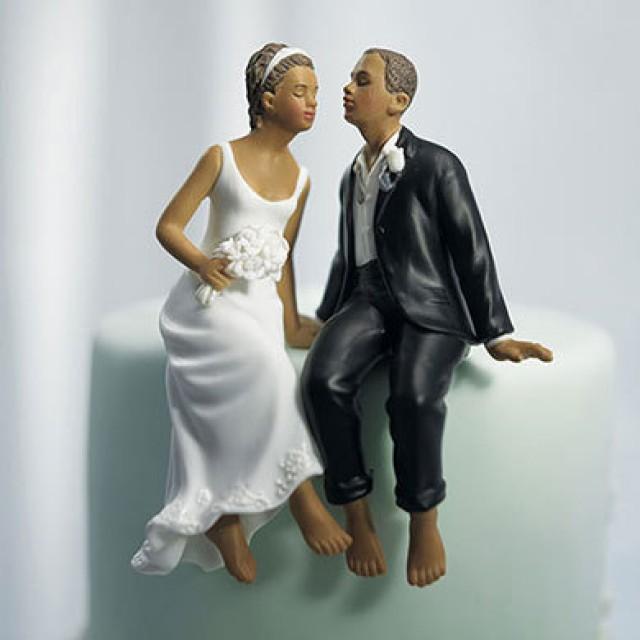 Aa Whimsical Sitting Bride And Groom Ethnic Wedding Cake Topper