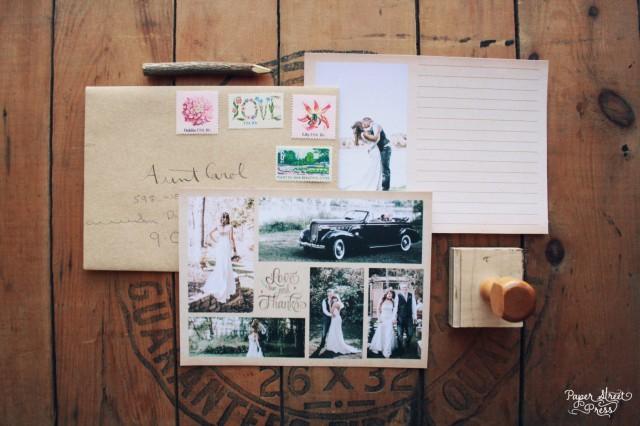 Vintage Wedding Thank You Cards With Rustic Photography Collage Vintage Wedding Thank You Cards With