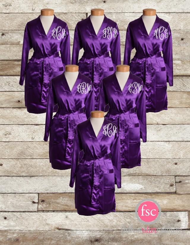 Monogrammed Bridesmaid Robes , Satin Wedding Robes , Bridesmaid Gifts
