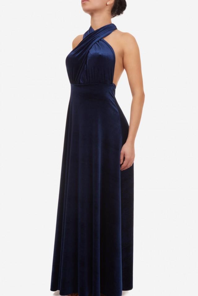 Infinity Dress, Prom Dress, Bridesmaid Dress, Blue Velvet Dress, Ball