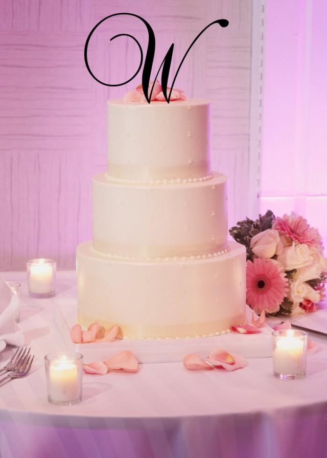 5" Tall Silver Gold Mirror Acrylic Wedding Monogram Initial Cake Topper